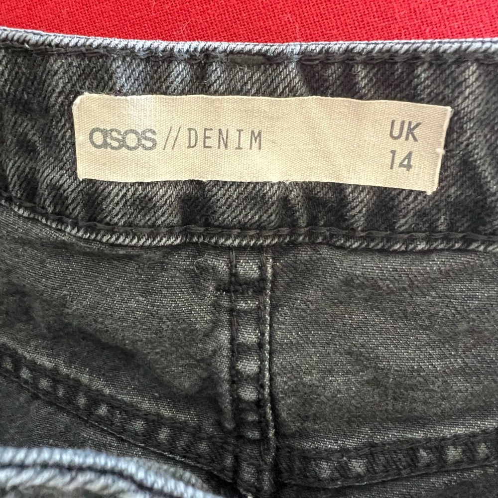 ASOS denim high waist mini skirt in black size 8 - Picture 2 of 4